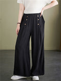 Summer High-Rise Decorative Button Elegant Lady Straight-Leg Pants