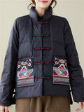 Women's Ethnic Style Embroidery Retro Stand Collar Quilted Jackets