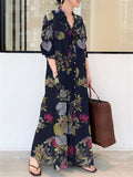 Women's Print Leisure Button Up Lapel Shirt Dress