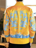 Male Hip Hop Chinese Dragon Print Slim Fit Baseball Jacket