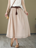 Women's Stylish Tassel Lace-up Contrast Color Lining Skirt