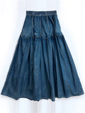 Women's Summer Vintage Style Splicing Elastic Waist Blue Denim Skirt