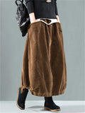 Retro Simple High-waist Solid Slimming Female Corduroy Skirts