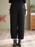 Female Winter Casual Keep Warm Rhombus Cotton Pants