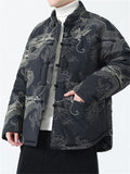 Casual Dragon Embroidered Padded Outerwear for Male