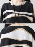 Women's Irregular Stripe Round Neck Oversized Shirt