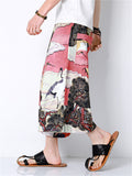 Men's Summer Ancient Style Painting Oversized Cropped Pants