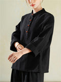 Female Simple Stand Collar Short Sleeve & Long Sleeve Linen Shirts