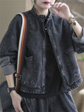 Women's Cool Trendy Autumn Black Denim Jackets