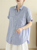 Women's Button Up Striped Skin-friendly Comfy Shirt