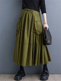 Women's Stylish High Rise Large Pocket Pleated Skirt