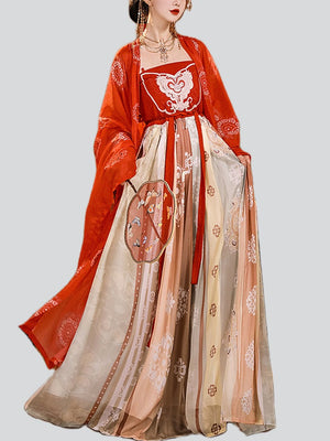 Tang Dynasty Costume Ladies Flowy Han Chinese Clothing Dress