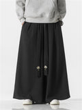 Male Chinese Style Lotus Print Wide Leg Pants