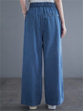 Women's Relaxed Solid Color Lace-Up Wide Leg Jeans