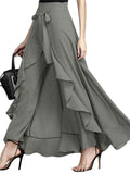 Women's Front Lace Up Flowy Chiffon Culotte