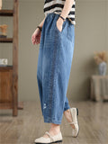 Women's Oversized Comfortable Blue Straight-Leg Jeans for Summer