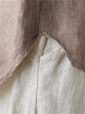 Plain Scoop Neck 3/4 Sleeve Female Cozy Linen Shirt