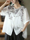 Half Sleeve Button Up Printed Shirts for Women