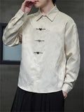 Men's Chinese Style Butterfly Buckle Jacquard Spring Shirt