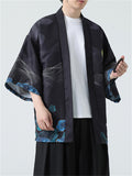 Crane Loong Lotus Print Male Traditional Chinese Shirt