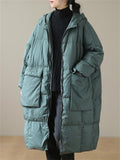 Loose Fit Solid Color Puffer Coats for Women