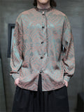 Men's River Cliff Waves Jacquard Chinese Style Shirts