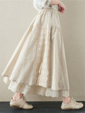 Ethnic Style Multi-Layer Splicing Linen Skirt for Women