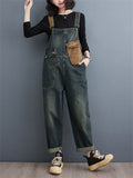 Women's Relaxed Popular Color Matching Denim Jumpsuits