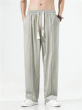 Men's Ice Silk Soft Smooth Loose Casual Trousers with Drawstring