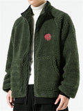 Stylish Men's Faux Lamb Wool Zipper Contrast Color Jackets