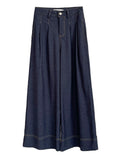 Spring Elegant Dark Blue High-Rise Wide Leg Jeans for Ladies