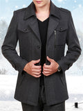 Male Stylish Wool Blend Removable Inner Liner Jacket