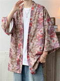 Men's Retro Dragon Tiger Print Summer Cardigan Shirt