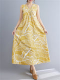 Leaves Print Reversible Sleeveless Dresses for Women