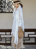 Large Size Bat-shaped White Irregular Shirt for Women