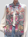 Women's Retro Stand Collar Tassel Button Phoenix Embroidery Vest