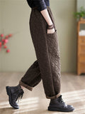 Female Winter Casual Keep Warm Rhombus Cotton Pants