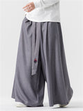 Male Ultra-loose Wide-leg Pants with Flame Pattern Strap