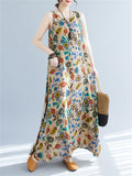 Women's Leisure Round Neck Sleeveless Print A-Line Dress