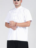 Men's Retro Solid Color Short Sleeve Tang Suit Shirt