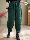 Female Winter Casual Keep Warm Rhombus Cotton Pants