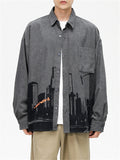 Men's Cityscape Pattern Print Comfortable Shirts