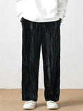 Men's Simple Vertical Lines Velvet Straight-Leg Pants