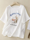 Female Carrot Lover Hopping Rabbit Printed Shirts