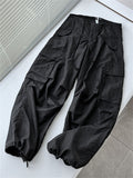 Summer High Waist Drawstring Baggy Cargo Pants for Women