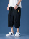 Fashion Vintage Men's Embroidery Cropped Pants