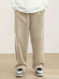 Men's Fashion Elastic Waist Straight Leg Corduroy Pants