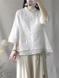 Diagonal Button Women's Spring Summer Improved Hanfu Shirt