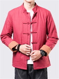 Men's Winter Plain Tang Suit Knot Button Cotton Coat