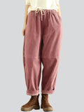 Women's Casual Solid Color Lace Up Warm Corduroy Pants